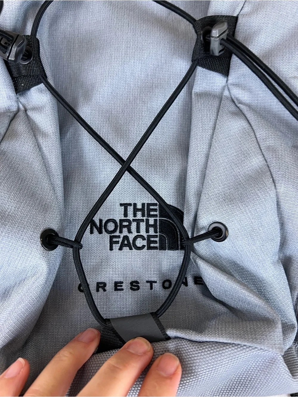The North Face Light Gray Crestone Backpack with Black Accents